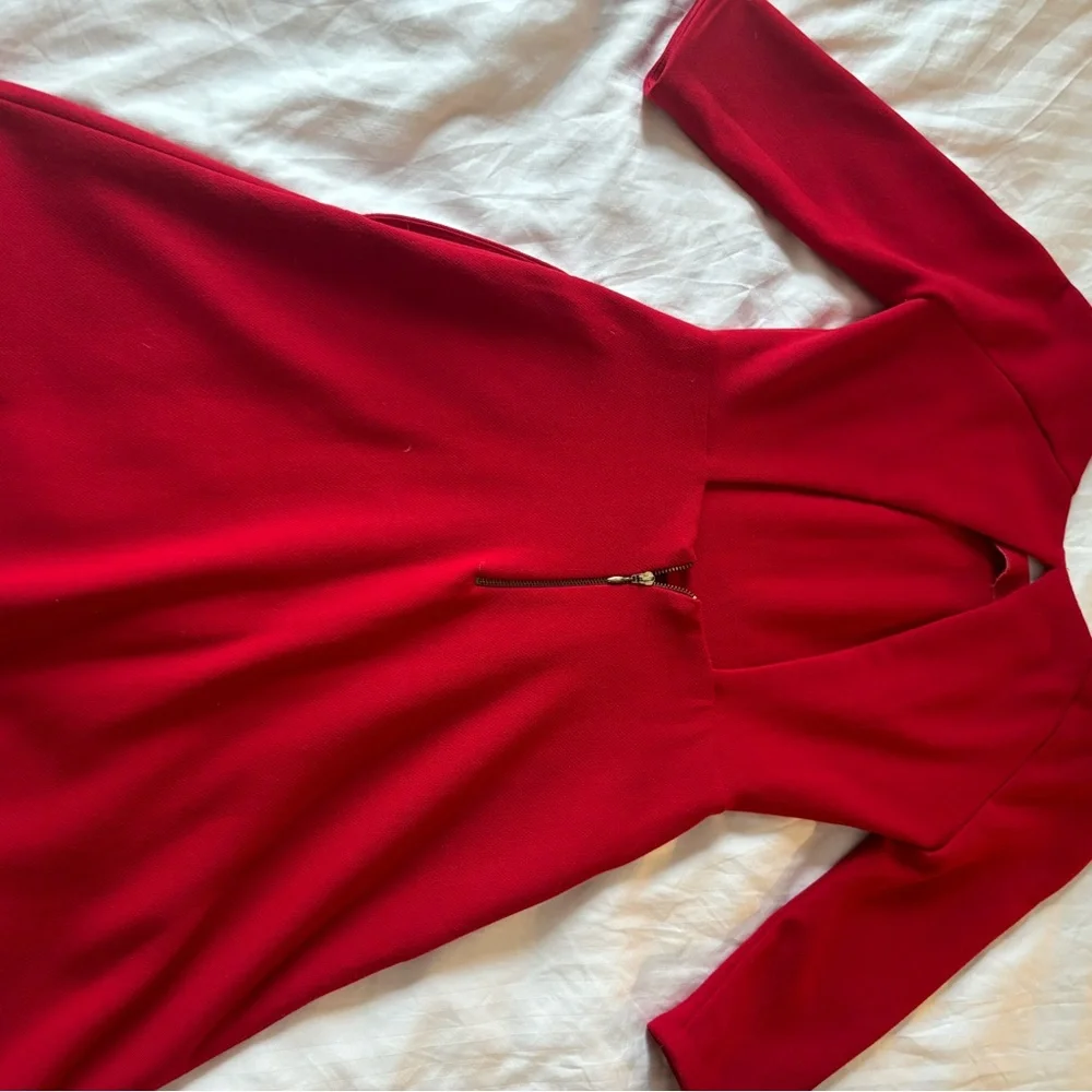 Zara Collection Red Open Back Fit & Flare Dress - Picture 3 of 7